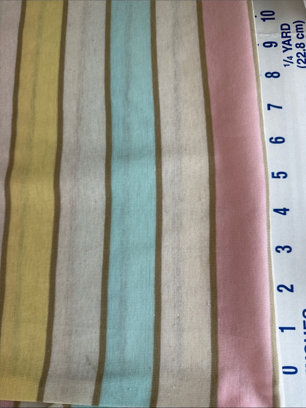 Vintage Pastel Stripe Cotton Jersey Knit Fabric 1.5 Yards x 44” Pink Aqua Yellow - Picture 5 of 12